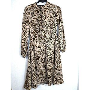 Gibson Latimer Women's Leopard Long Sleeve Fit & Flare Dress Size 4